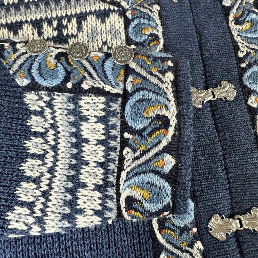 Vintage Siril Norway 100% Wool Cardigan Womens L** Nordic Fair Isle Metal Clasp - Picture 3 of 7